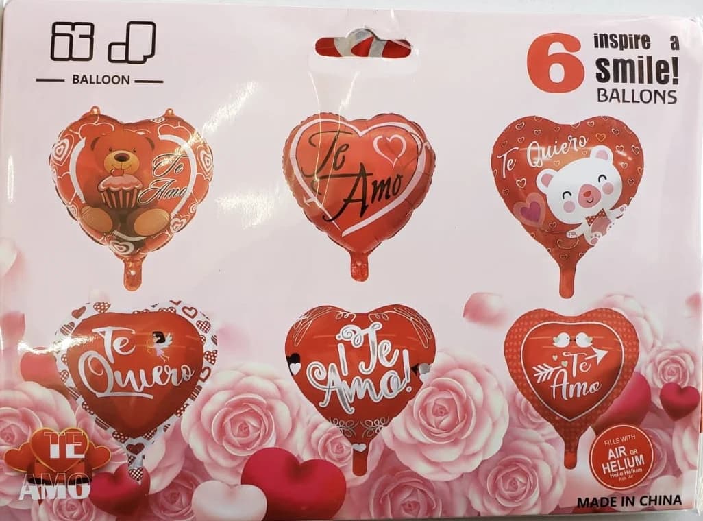 PACK 6 GLOBO CORAZON 