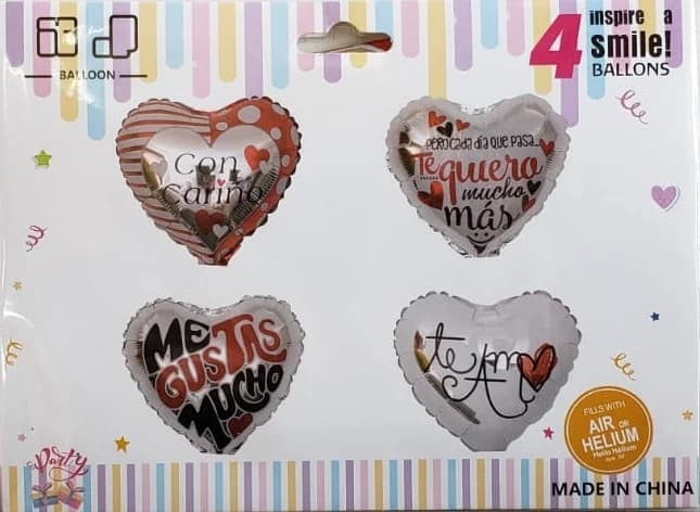 PACK 4 GLOBOS CORAZON
