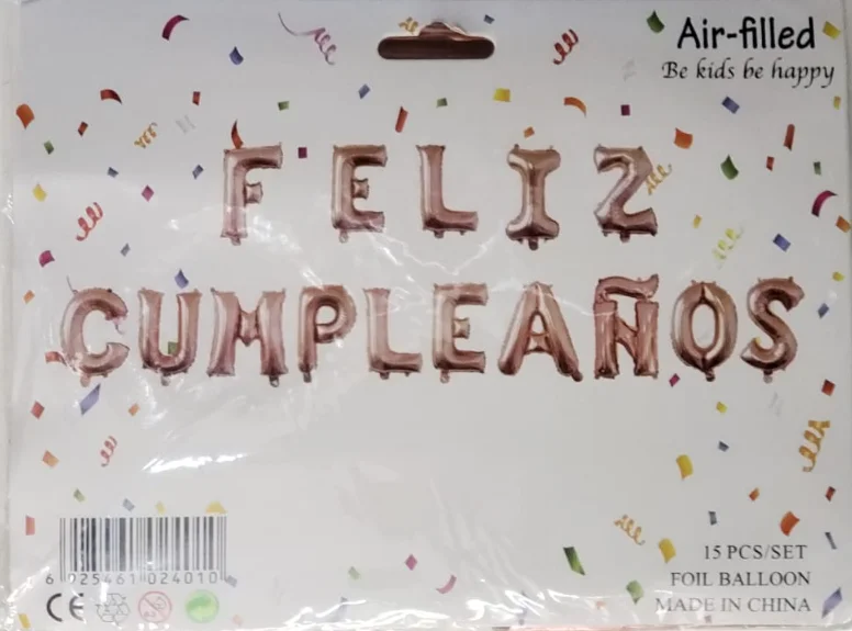GLOBO LETRAS FELIZ CUMPLEAÑOS ROSE GOLD