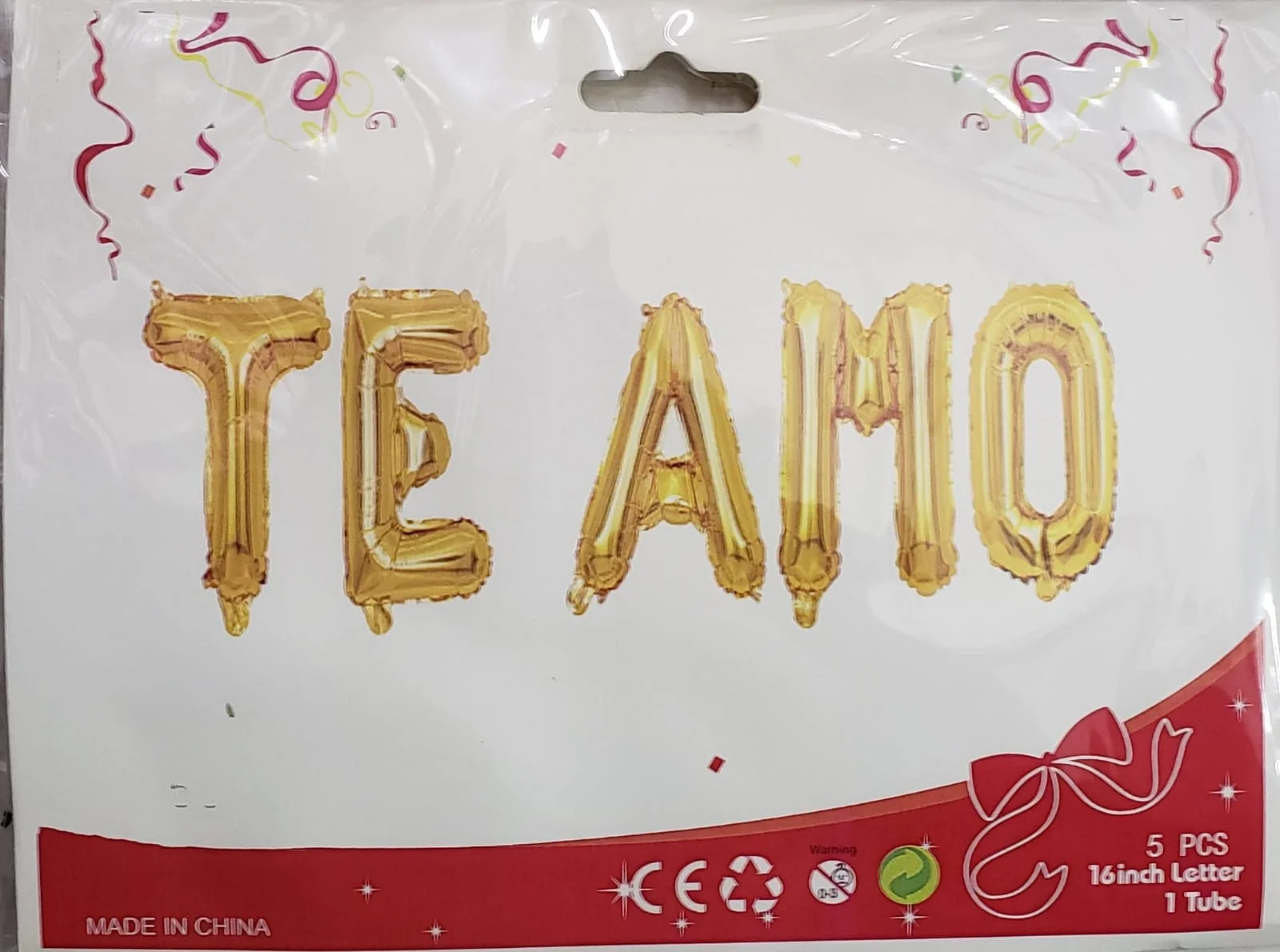 GLOBO LETRAS TE AMO DORADO