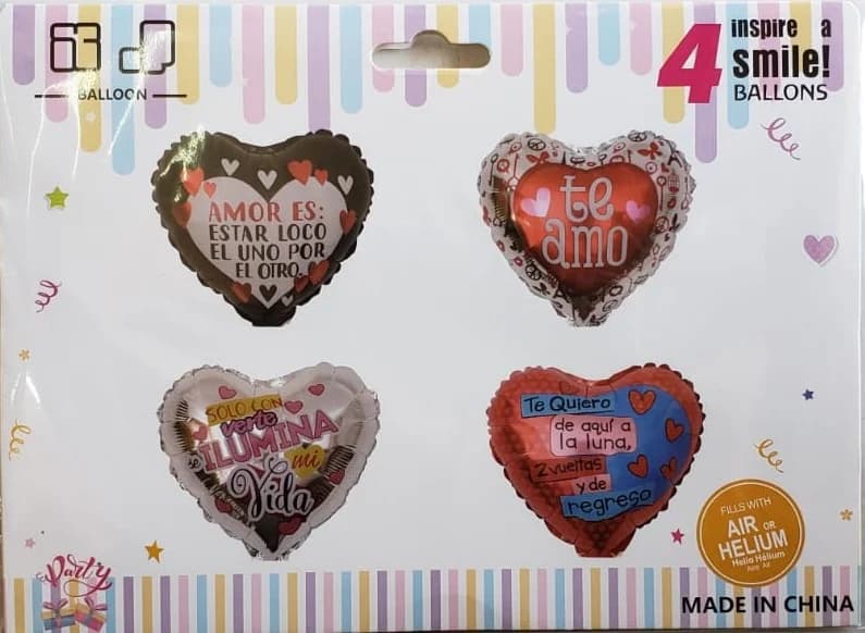 PACK 4 GLOBOS CORAZON