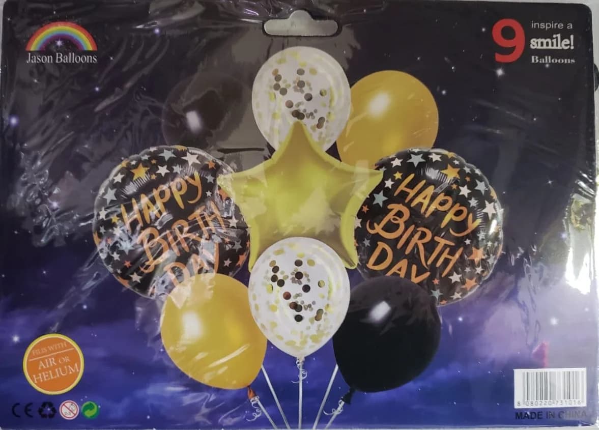 PAQUETE 9 GLOBOS NEGRO