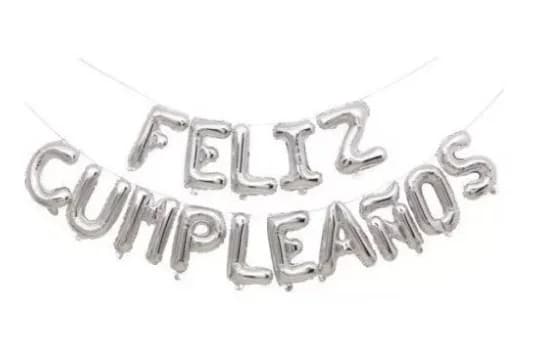 GLOBO LETRAS FELIZ CUMPLEAÑOS PLATEADO - imagen 2