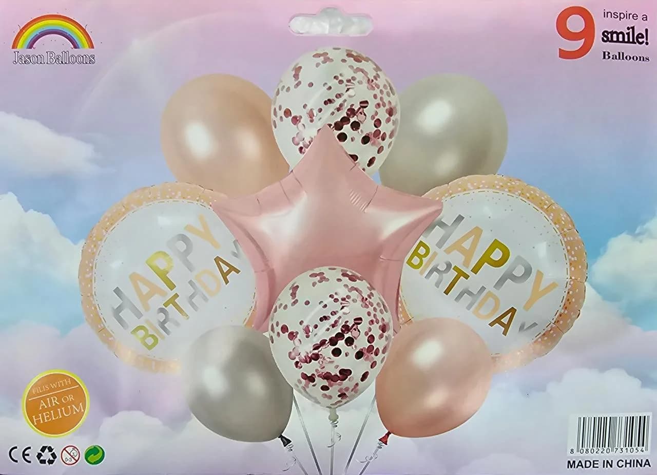 PAQUETE 9 GLOBOS ROSADOS