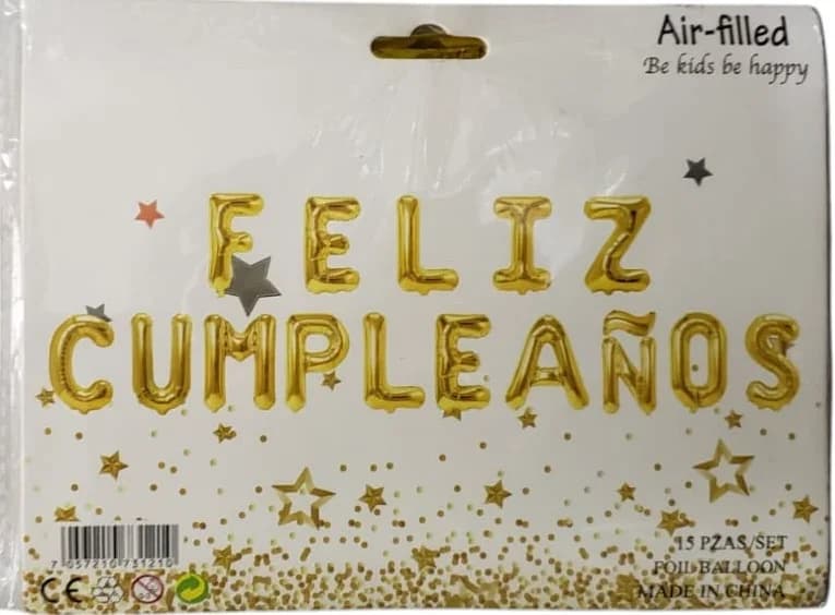 GLOBO LETRAS FELIZ CUMPLEAÑOS DORADO