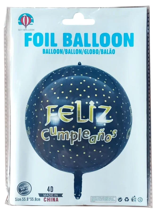 GLOBO METALICO 4D NEGRO