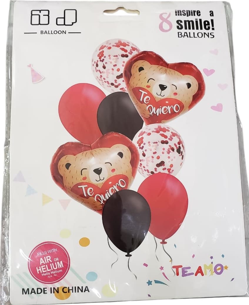 SET GLOBO OSO CORAZON Y VEJIGAS